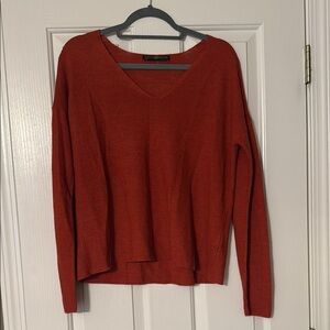 Women's V-Neck Rust Sweater